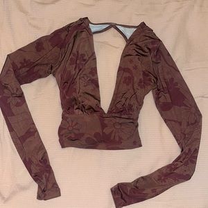 Fitted Brown Floral Long Sleeve